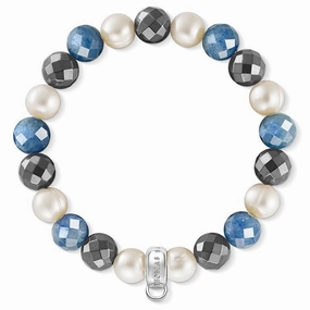 Thomas Sabo Bracelet Dumortierite Hematite Pearl Silver 16.5cm