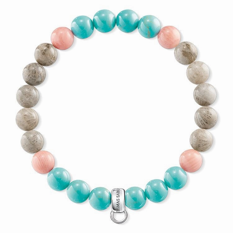 Thomas Sabo Charm Club Bamboo Jasper Turquoise Charm 17.5cm Bracelet
