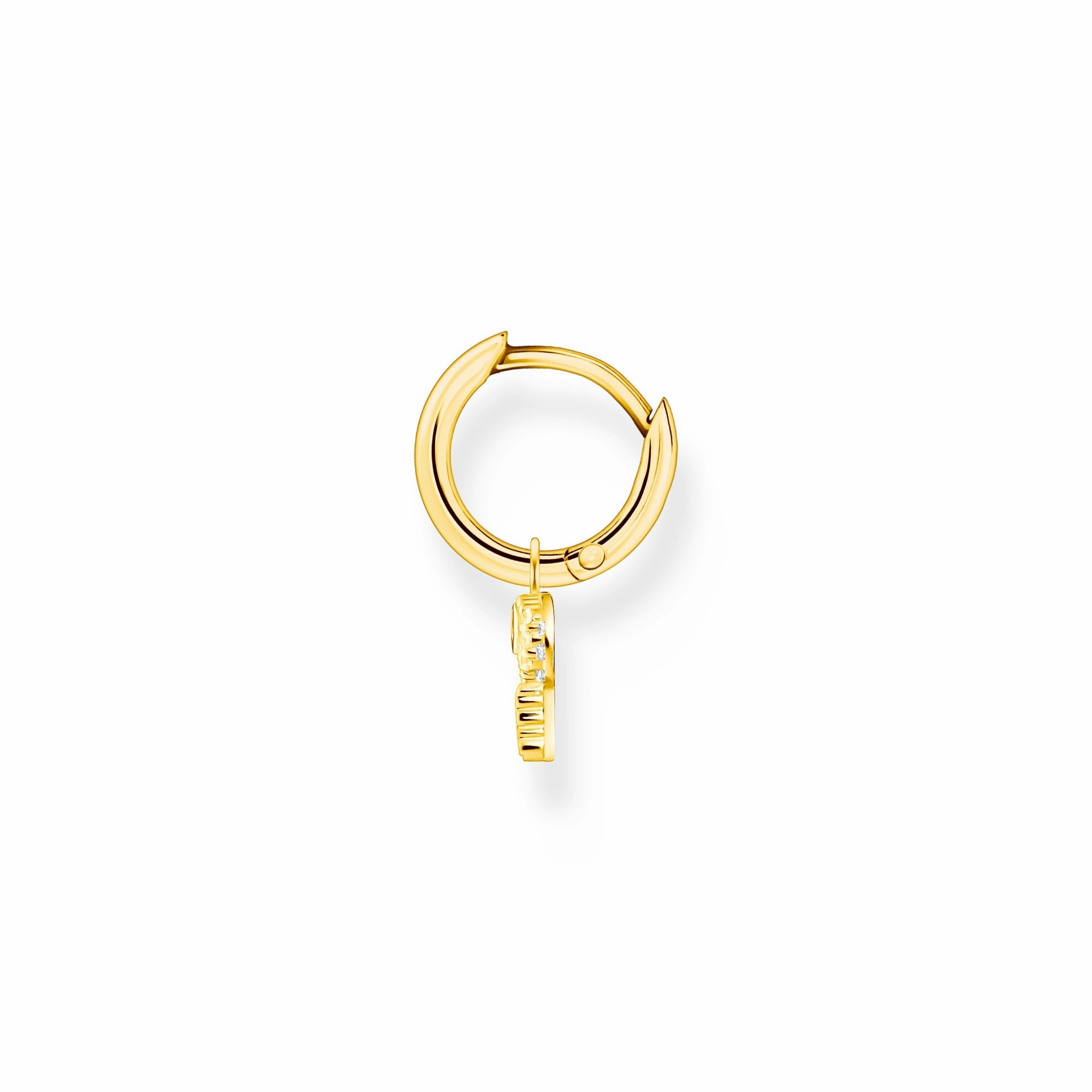 Thomas Sabo Charm Club Gold Plated Sterling Silver Key Pendant Hoop Earring D