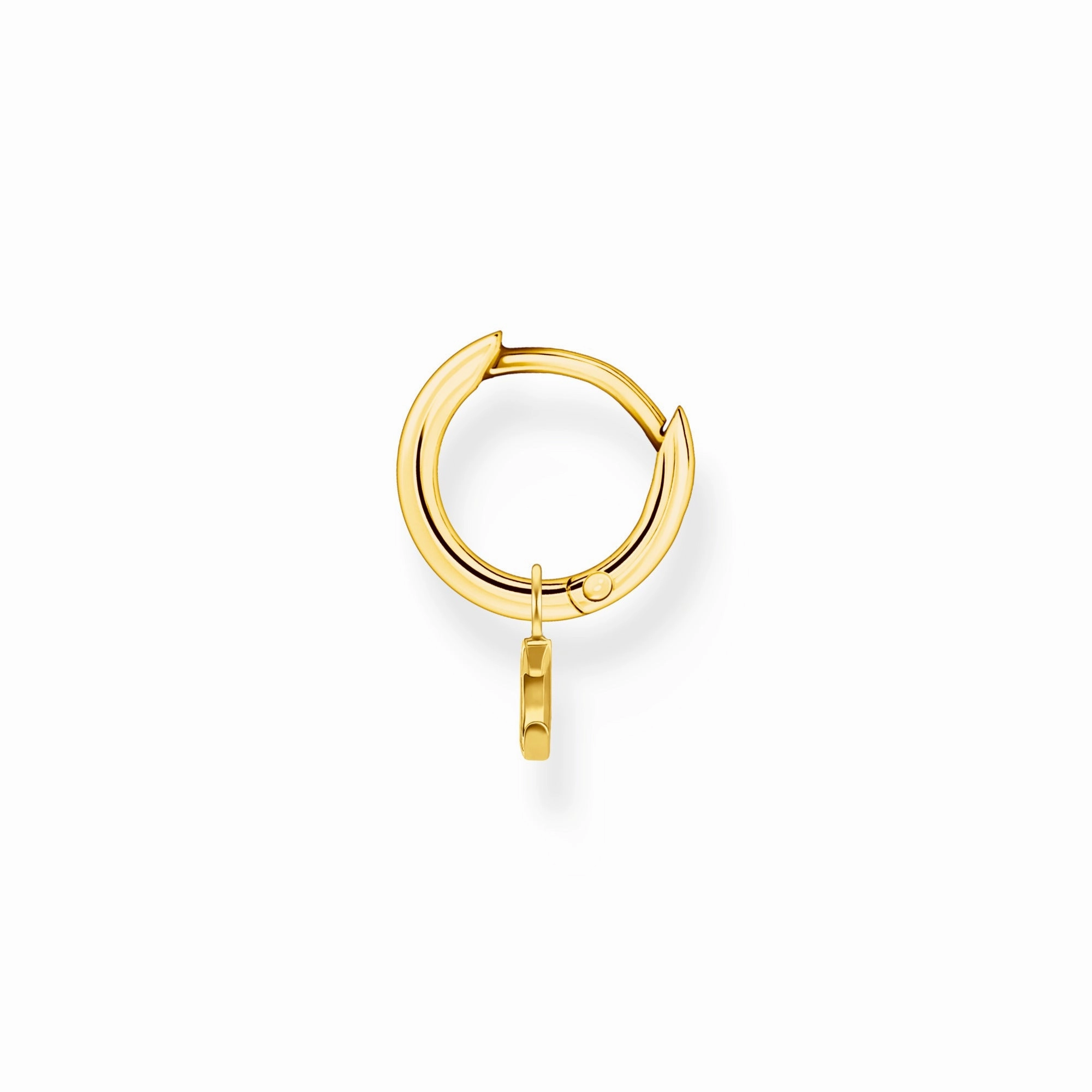 Thomas Sabo Charm Club Gold Plated Sterling Silver Moon Pendant Hoop Earring