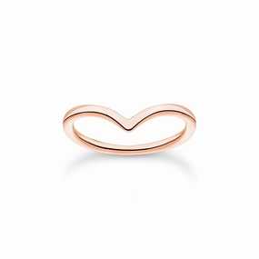 Thomas Sabo Charm Club Rose Gold Plated Sterling Silver V-Shape Ring D