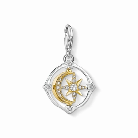 Thomas Sabo Charm Club Silver Yellow Gold Moveable Moon and Star Charm Pendant