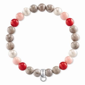 Thomas Sabo Charm Club Siver Pearl Coral Jasper 17.5cm Bracelet D
