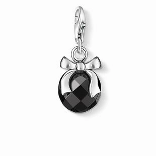 Thomas Sabo Charm Club Sterling Silver Black Obsidian Bow Charm