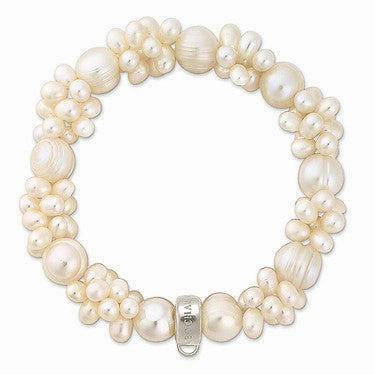 Thomas Sabo Charm Club Sterling Silver Freshwater Pearl Cluster Charm Bracelet 16cm