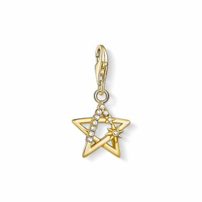 Thomas Sabo Charm Club Sterling Silver Gold Plated White Stone Star Charm D
