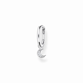 Thomas Sabo Charm Club Sterling Silver Moon Pendant Hoop Earring