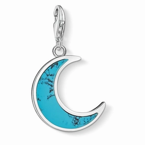 Thomas Sabo Charm Club Sterling Silver Turquoise Moon Pendant