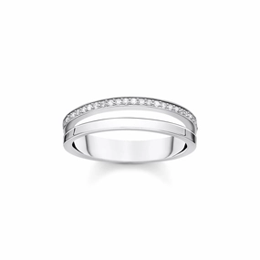 Thomas Sabo Charm Club Sterling Silver White CZ Open Ring