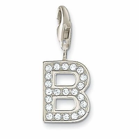 Thomas Sabo Charm Club Sterling Silver White Zirconia Letter B Charm D