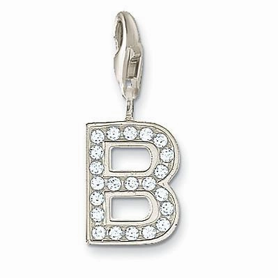 Thomas Sabo Charm Club Sterling Silver White Zirconia Letter B Charm D