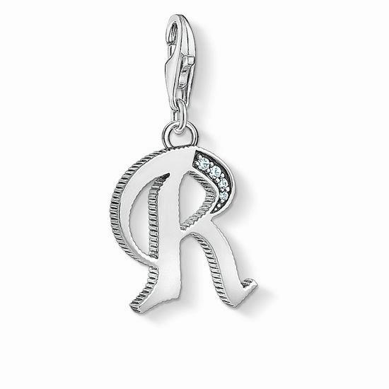 Thomas Sabo Charm Club Sterling Silver White Zirconia Letter R Charm