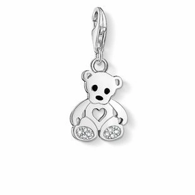 Thomas Sabo Charm Club Sterling Silver Zirconia Teddy Bear With Heart Charm