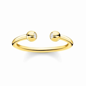 Thomas Sabo Charm Club Yellow Gold Plated White Stone Dots Ring D