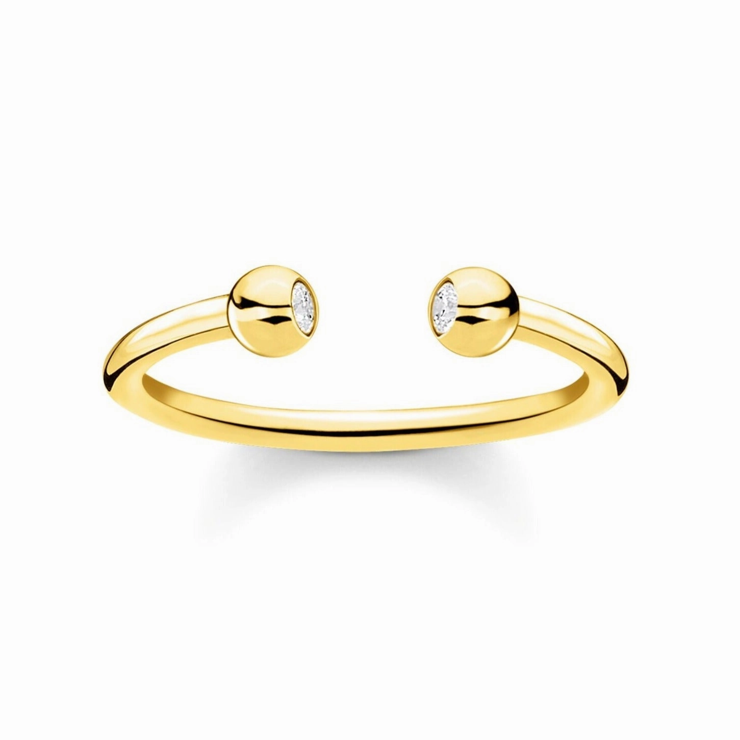 Thomas Sabo Charm Club Yellow Gold Plated White Stone Dots Ring D