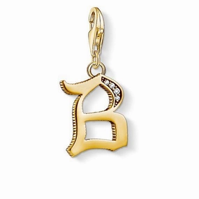 Thomas Sabo Charm Club Yellow Gold White Zirconia Letter B Charm D