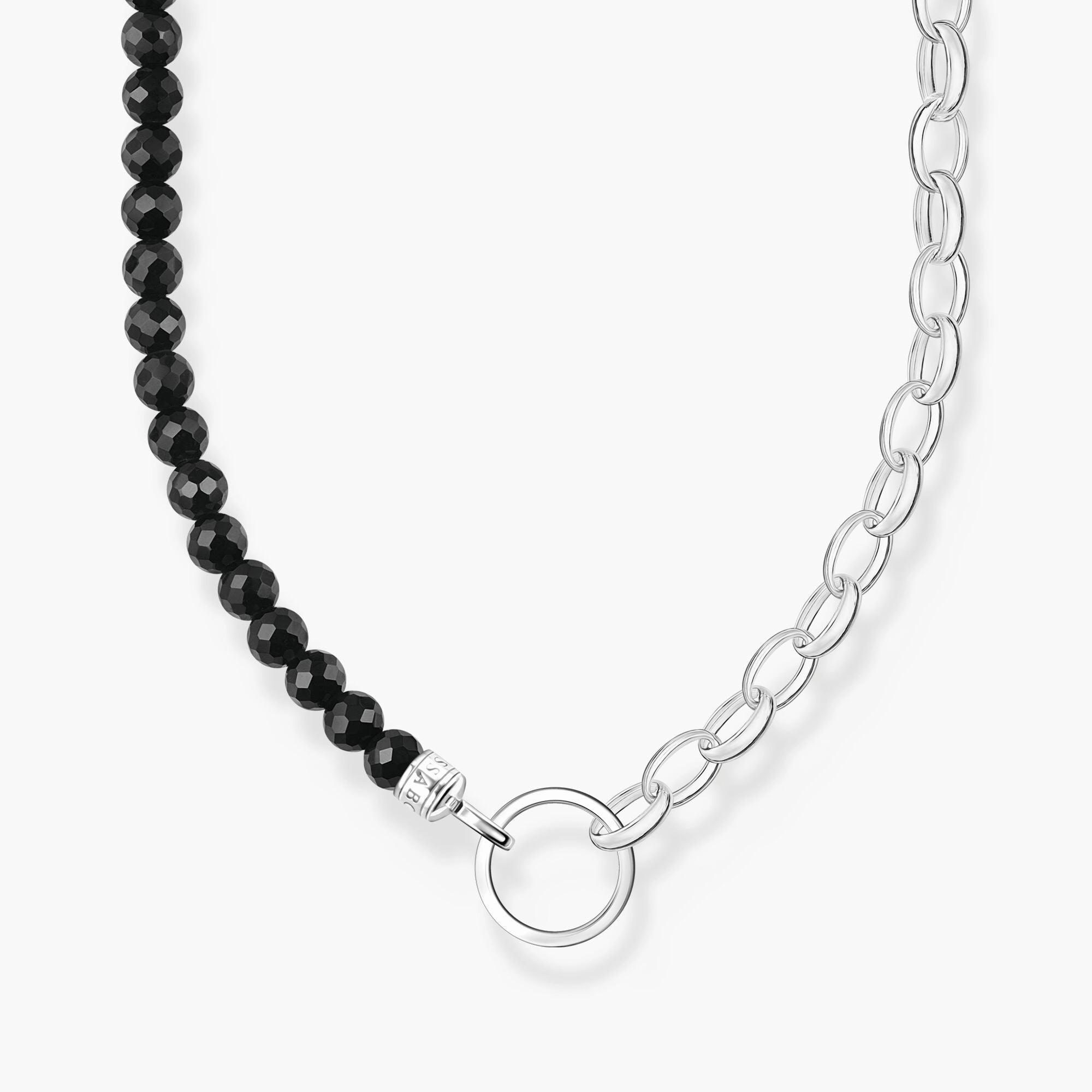 Thomas Sabo Charm Silver and Black Onyx Beaded Necklace