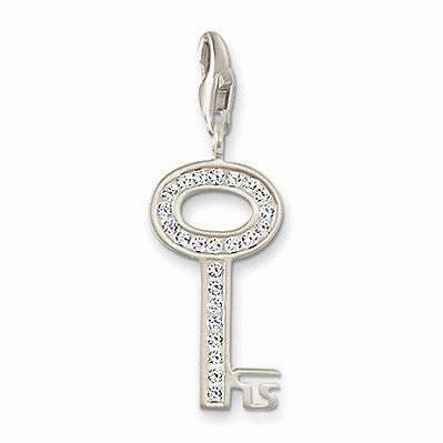Thomas Sabo Charm  Sterling Silver Club Key With White Zirconia