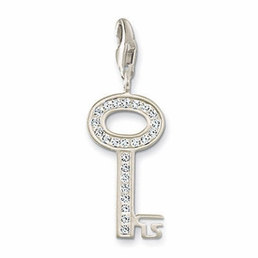 Thomas Sabo Charm  Sterling Silver Club Key With White Zirconia