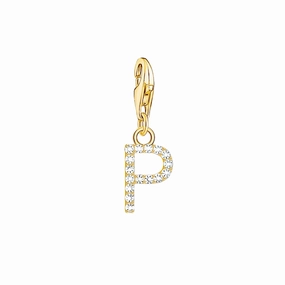 Thomas Sabo Charmista Gold Plated Sterling Silver Letter P Charm Pendant