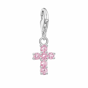 Thomas Sabo Charmista Sterling Silver Pink Cross Charm Pendant