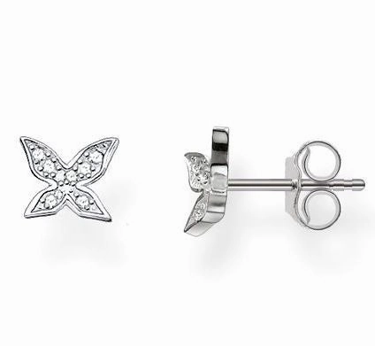 Thomas Sabo Earrings Glam & Soul Butterfly White Zirconia Pave Silver D