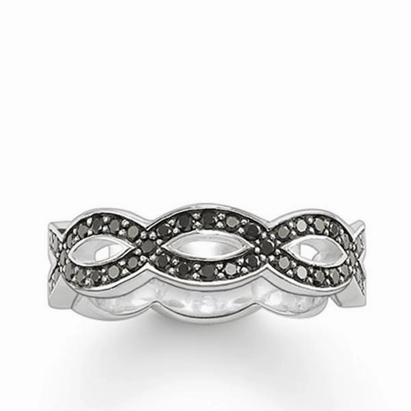 Thomas Sabo Glam And Soul Sterling Silver Black Zirconia Love Knot Ring D