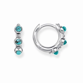 Thomas Sabo Glam and Soul Sterling Silver Turquoise Hinged Hoop Earrings