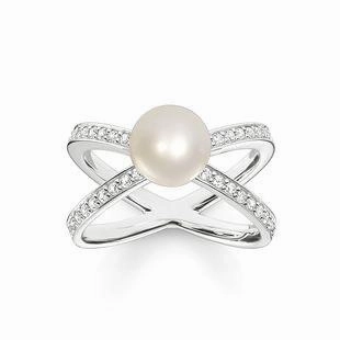 Thomas Sabo Glam And Soul Sterling Silver White Zirconia Freshwater Pearl Ring D