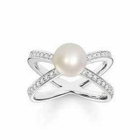 Thomas Sabo Glam And Soul Sterling Silver White Zirconia Freshwater Pearl Ring D