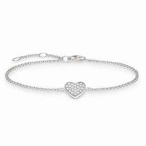 Thomas Sabo Glam And Soul Sterling Silver White Zirconia Heart Bracelet