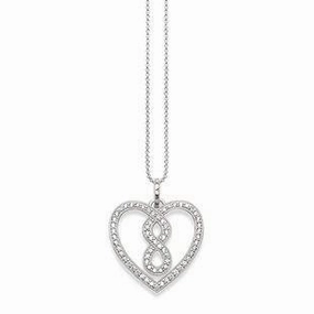 Thomas Sabo Glam And Soul Sterling Silver White Zirconia Heart Infinity Necklace D