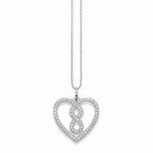 Thomas Sabo Glam And Soul Sterling Silver White Zirconia Heart Infinity Necklace D