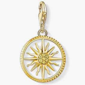 Thomas Sabo Gold Plated Cubic Zirconia Sun Dial Pendant Charm
