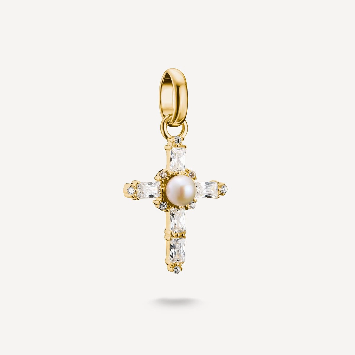 Thomas Sabo Gold Plated Freshwater Pearl Vintage Cross Connect Charm