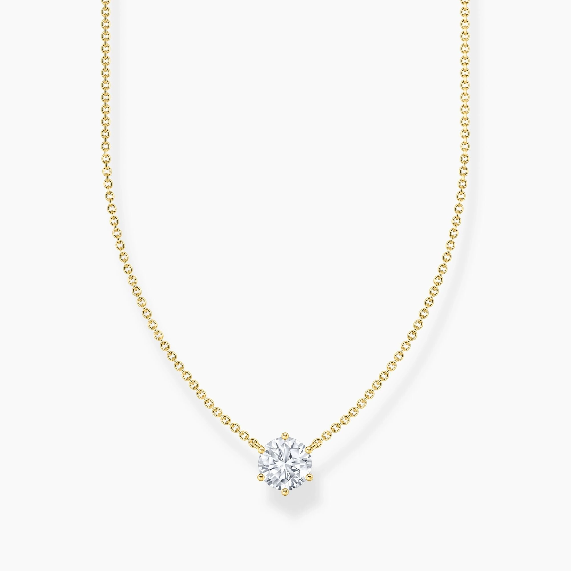Thomas Sabo Gold Plated Sterling Silver Circle White Zirconia Necklace
