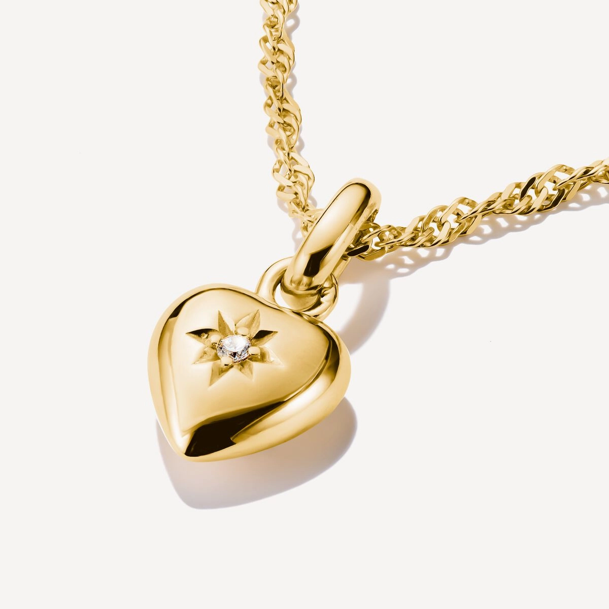 Thomas Sabo Gold Plated White Zirconia Heart With Star Connect Charm