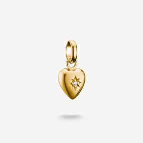 Thomas Sabo Gold Plated White Zirconia Heart With Star Connect Charm