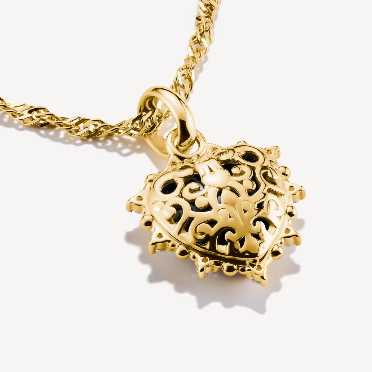 Thomas Sabo Gold Plated Zirconia and Lab Grown Ruby Black Vintage Heart Connect Charm