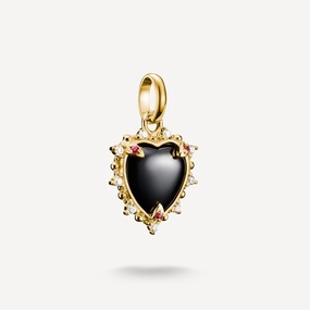 Thomas Sabo Gold Plated Zirconia and Lab Grown Ruby Black Vintage Heart Connect Charm