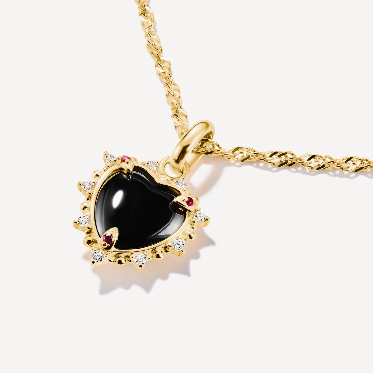 Thomas Sabo Gold Plated Zirconia and Lab Grown Ruby Black Vintage Heart Connect Charm