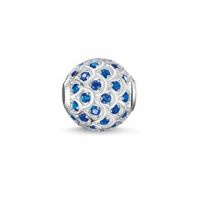 Thomas Sabo Karma Bead Sterling Silver Dark Blue Spinel Fish Charm