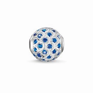 Thomas Sabo Karma Bead Sterling Silver Dark Blue Spinel Fish Charm