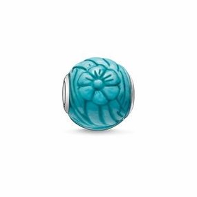 Thomas Sabo Karma Beads Sterling Silver Howlite Blue Summer Flower Charm