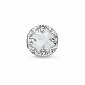 Thomas Sabo Karma Beads Sterling Silver Milky Quartz White Lotus Charm