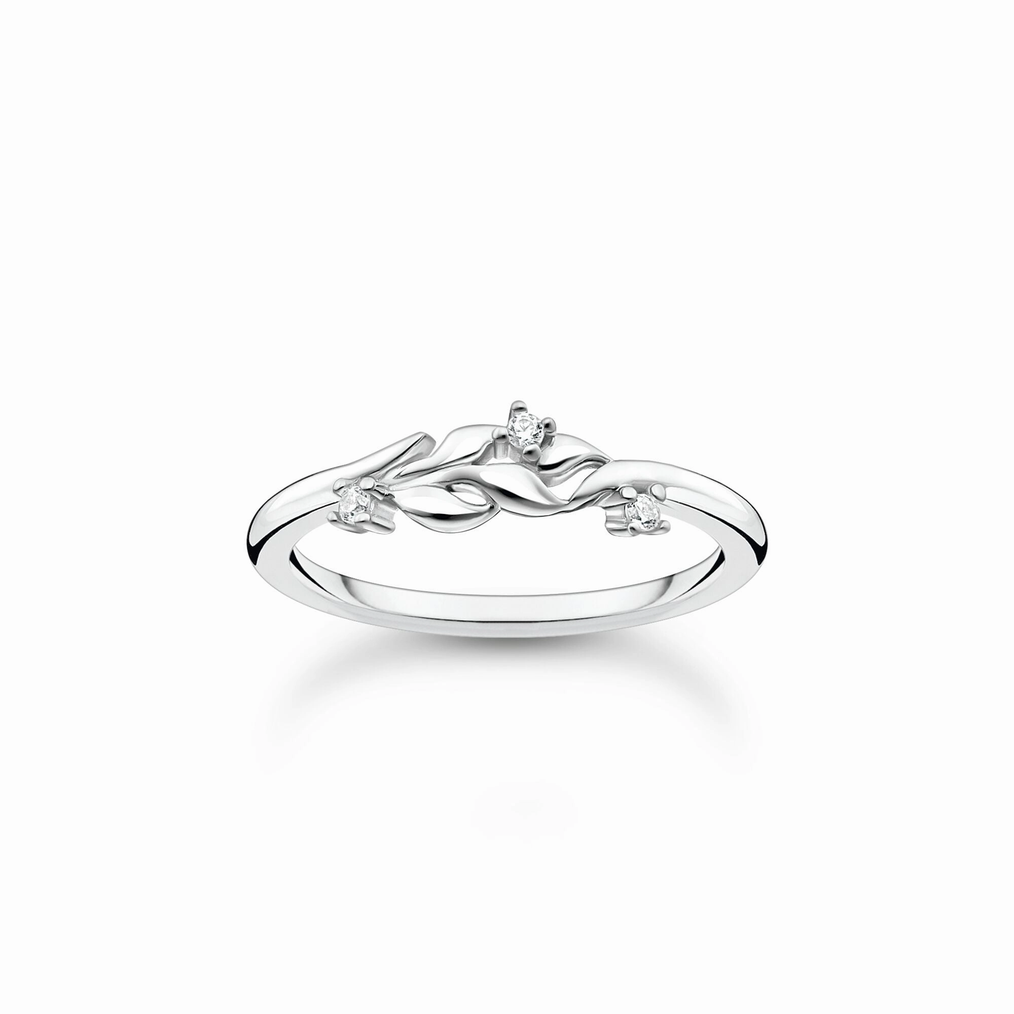 Thomas Sabo Leaves Sterling Silver White Stone Ring D