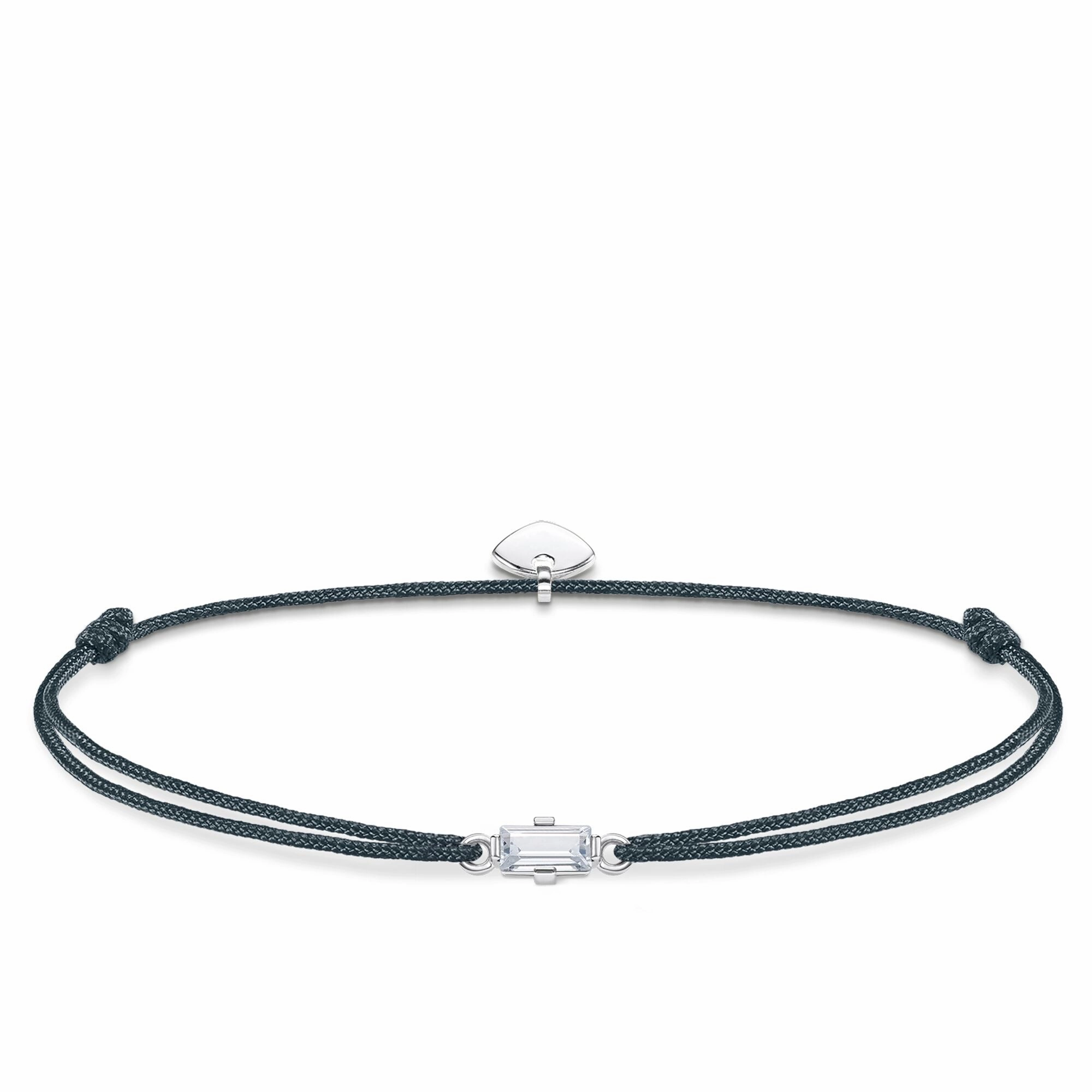Thomas Sabo Little Secrets Sterling Silver Grey Nylon Baguette Cut Bracelet