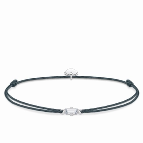 Thomas Sabo Little Secrets Sterling Silver Grey Nylon Baguette Cut Bracelet