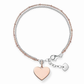 Thomas Sabo Love Bridge Sterling Silver Rose Gold Heart Bracelet D