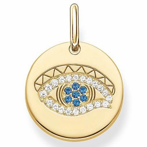 Thomas Sabo Love Bridge Yellow Gold Spinel Eye Of Horus Disc Pendant D
